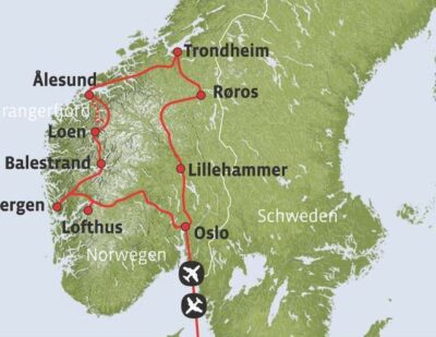 Südnorwegen Fjelle Fjorde Karte