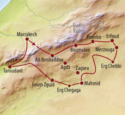 Höhepunkte Südmarokkos unterwegs mit einem Geländewagen.